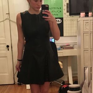 Black leather skater dress